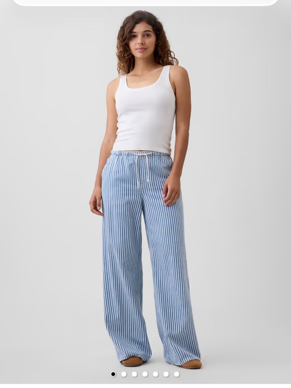 Nwt Gap Striped Wide-Leg denim Pants - Blue/White